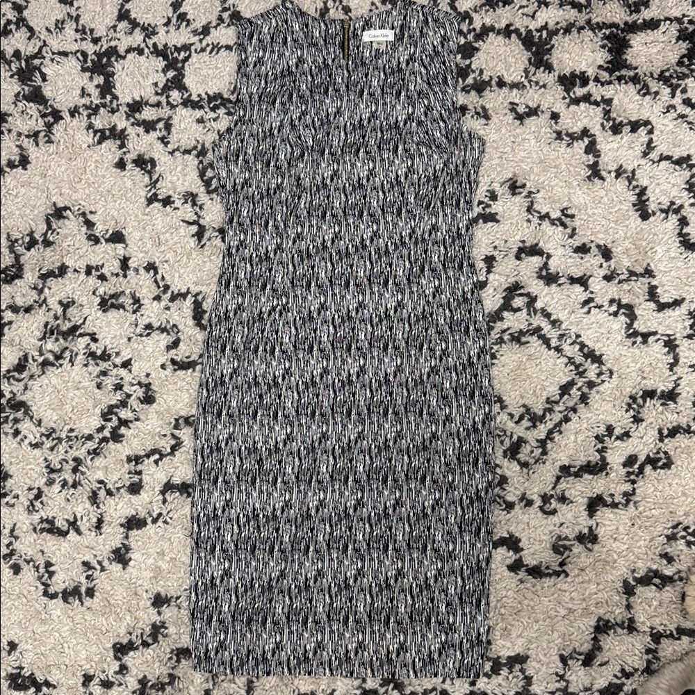 Calvin Klein Black and White Midi Dress